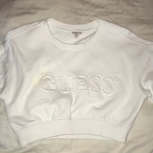 Guess White Cropped Sweater